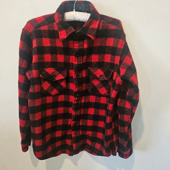 Woolrich Other - Men's Vintage Woolrich Flannel Shirt Jacket Red Black Buffalo Plaid Size Large